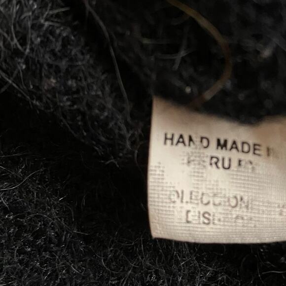 Alpaca Collection Handmade Full Zip Cardigan Sweater Womens L Black Hood - Picture 16 of 16